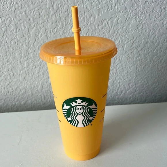 3/$24 Starbucks Reusable Color Changing Cold Cup - Yellow/orange - Picture 3 of 7